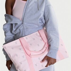 NWT Victoria's Secret Pink Striped Tote Bag